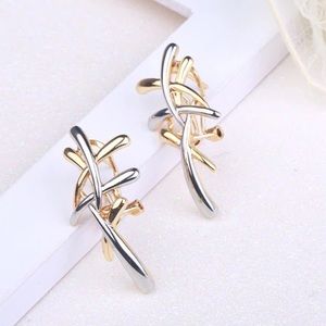 NEW Silver & Gold Plated Punk Style Clip Earrings